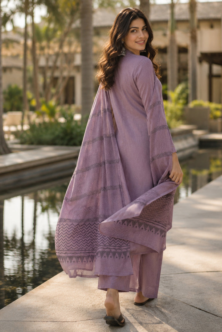 Mauve Minimal Elegance Rayon Suit Set