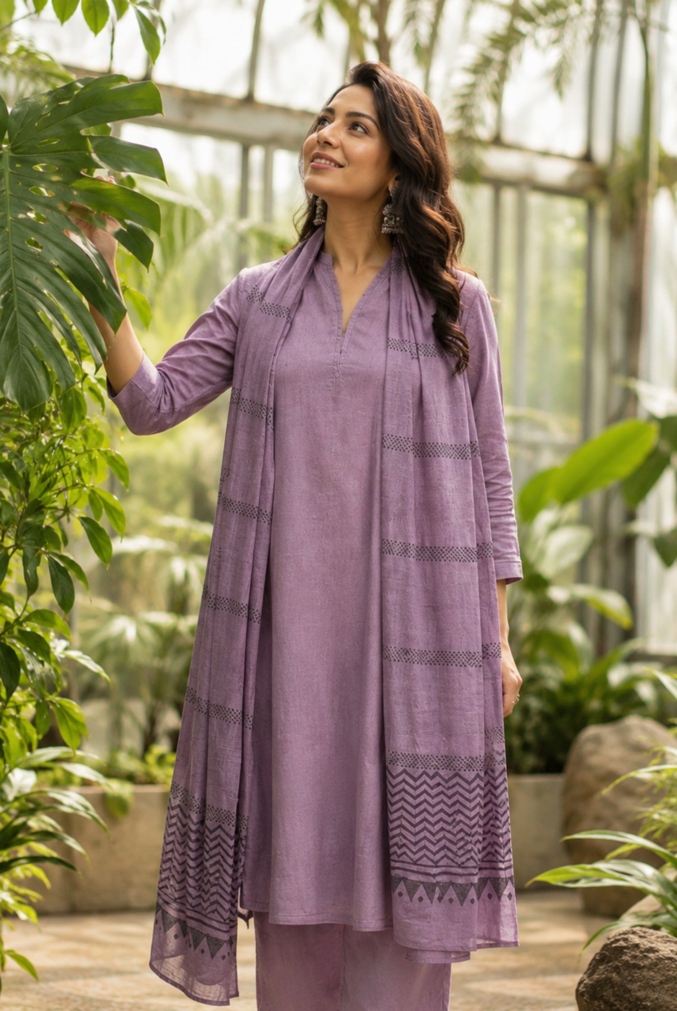 Mauve Minimal Elegance Rayon Suit Set