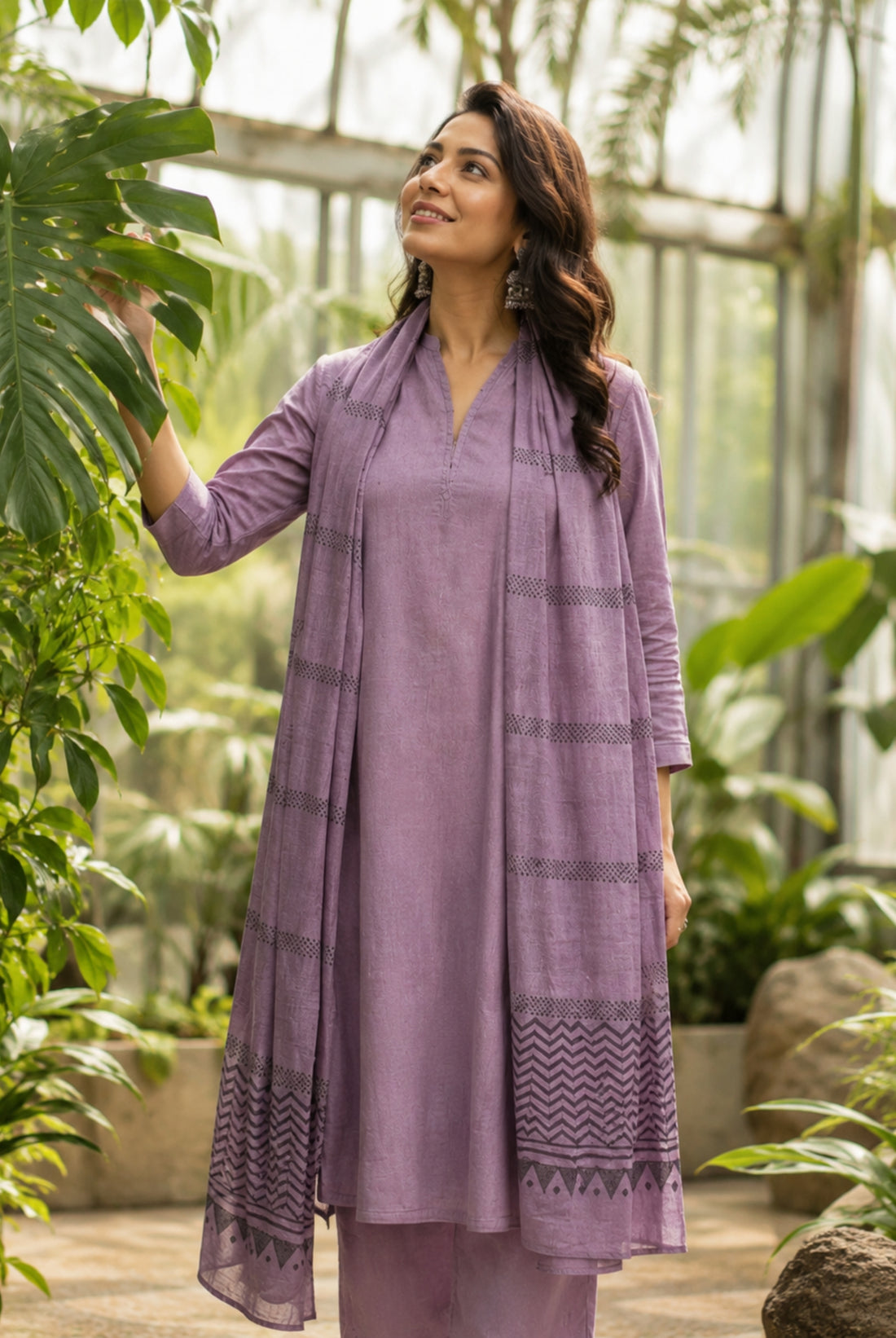 Mauve Minimal Elegance Rayon Suit Set