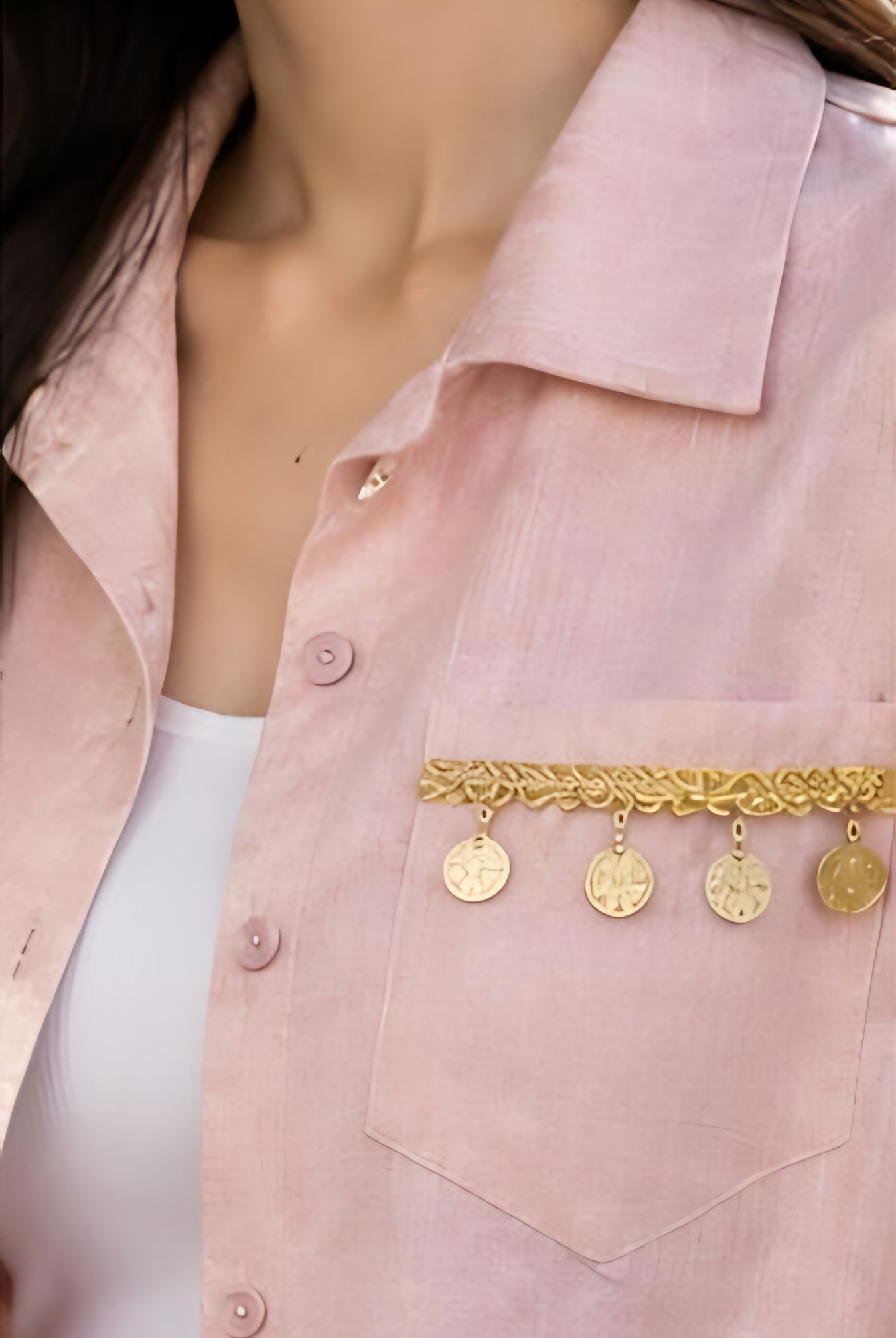 Pink Detail Crop Shirt + Inner