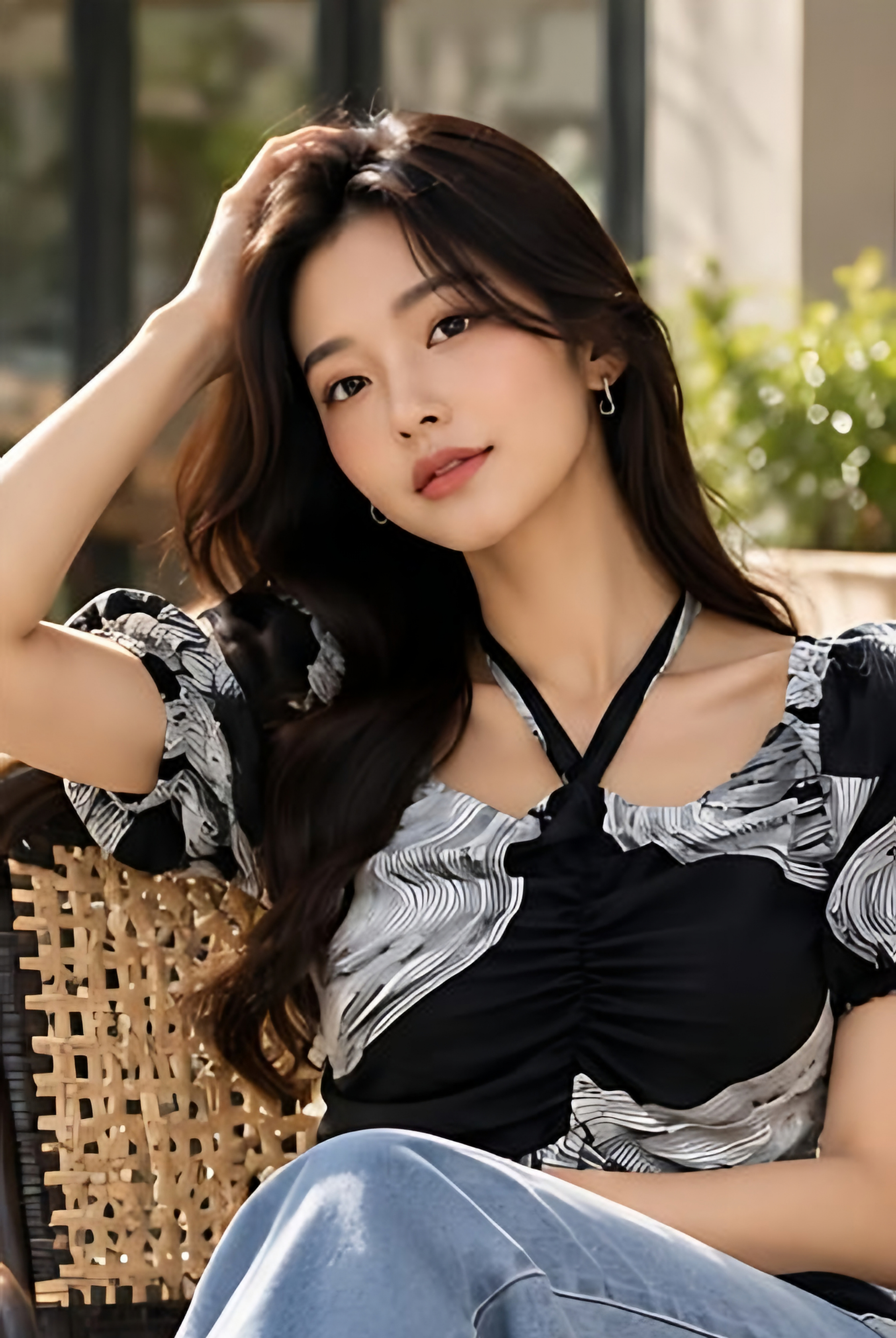 Lily Printed Tie-Neck Top