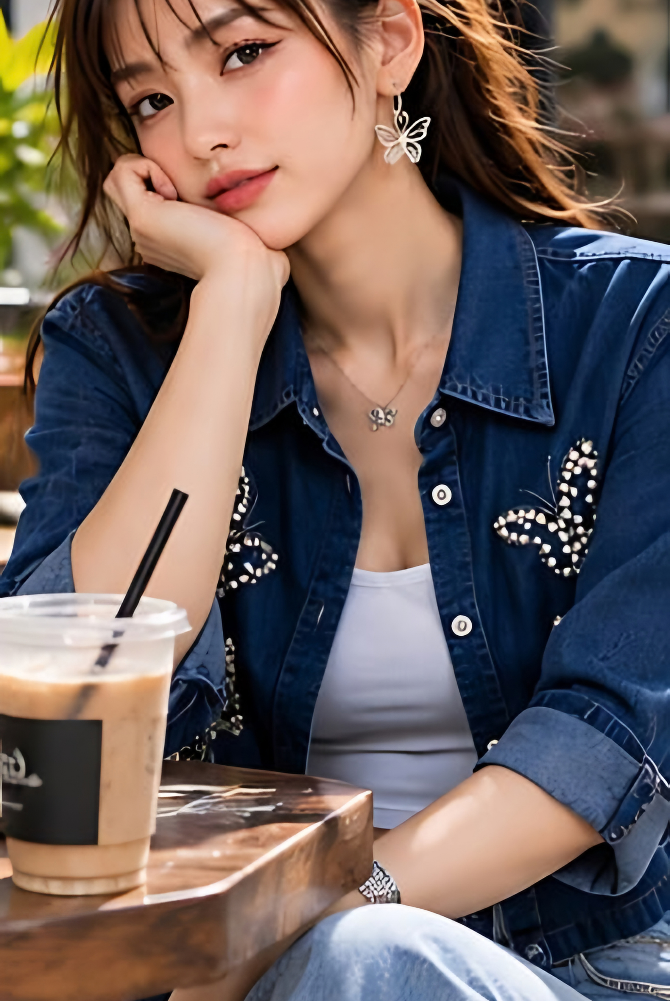 Tina Denim Crop Shirt + Inner