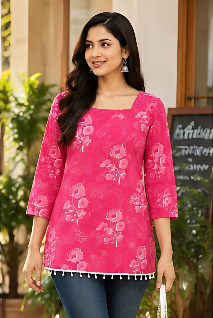 Pink Floral Back-Dori Kurti