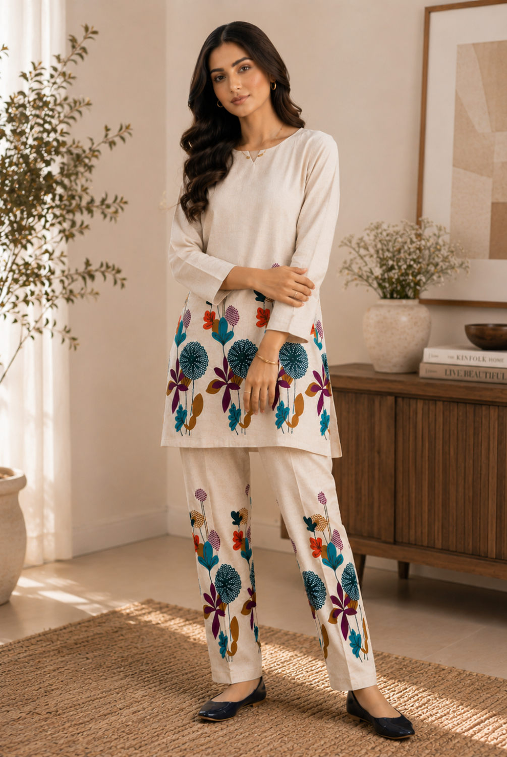 Ivory Floral Printed Co-Ord Set