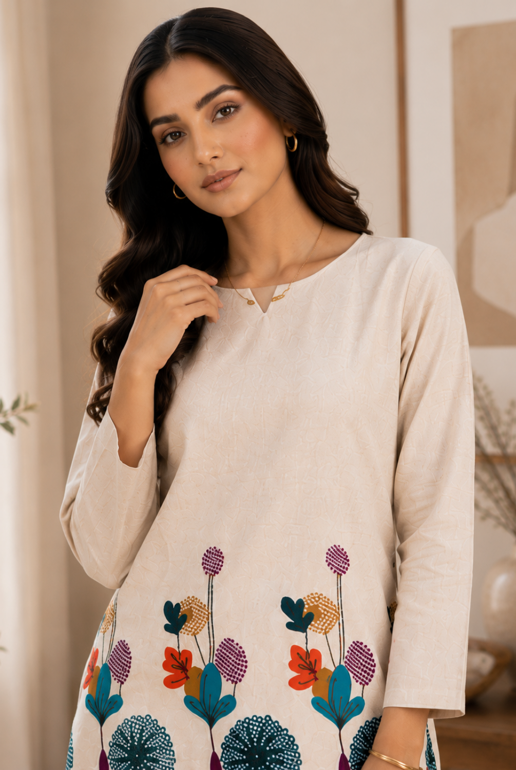 Ivory Floral Printed Co-Ord Set