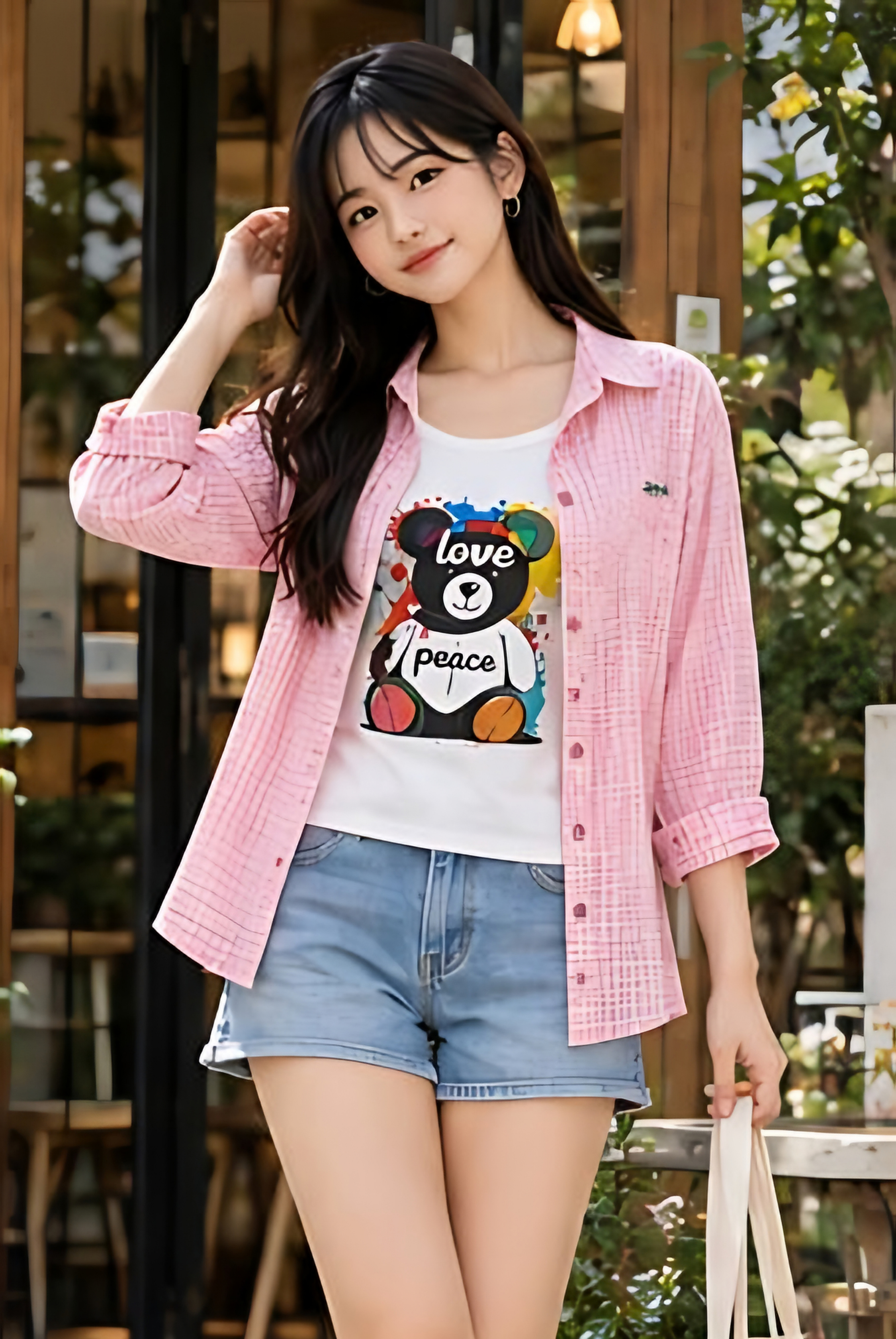 Pastel Check Shirt + Graphic Inner