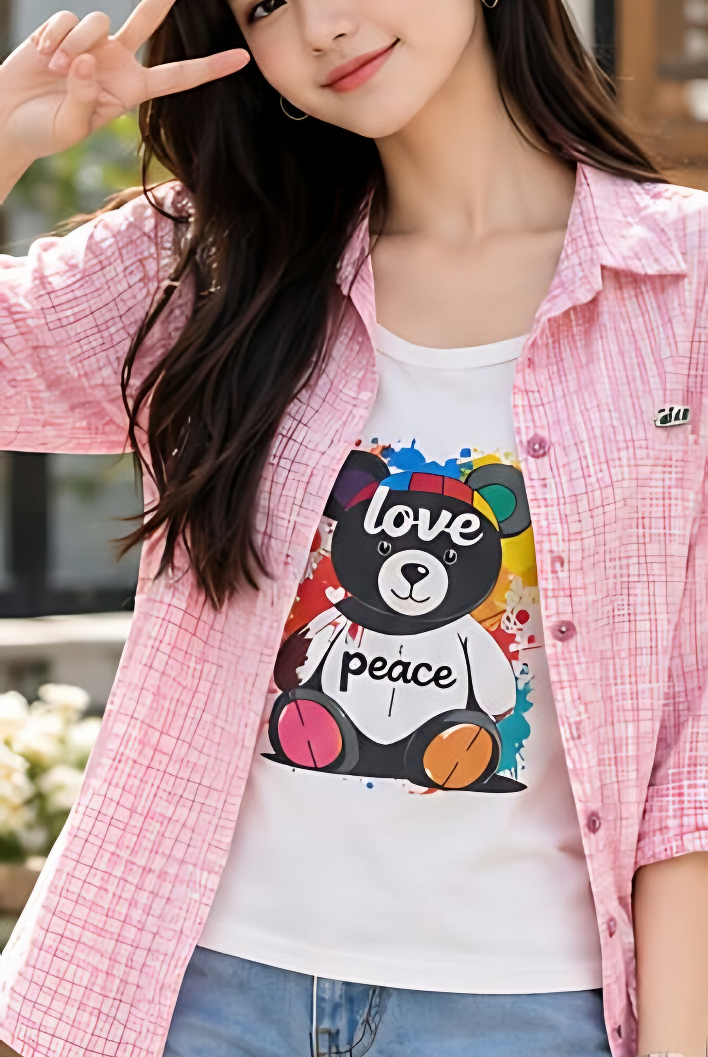 Pastel Check Shirt + Graphic Inner