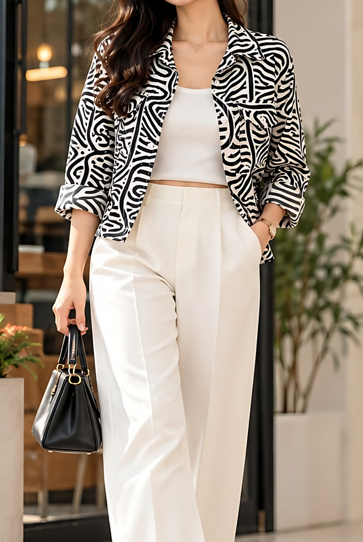 Monochrome Crop Shirt + Inner