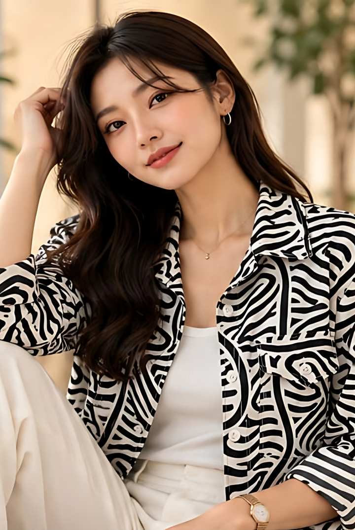 Monochrome Crop Shirt + Inner
