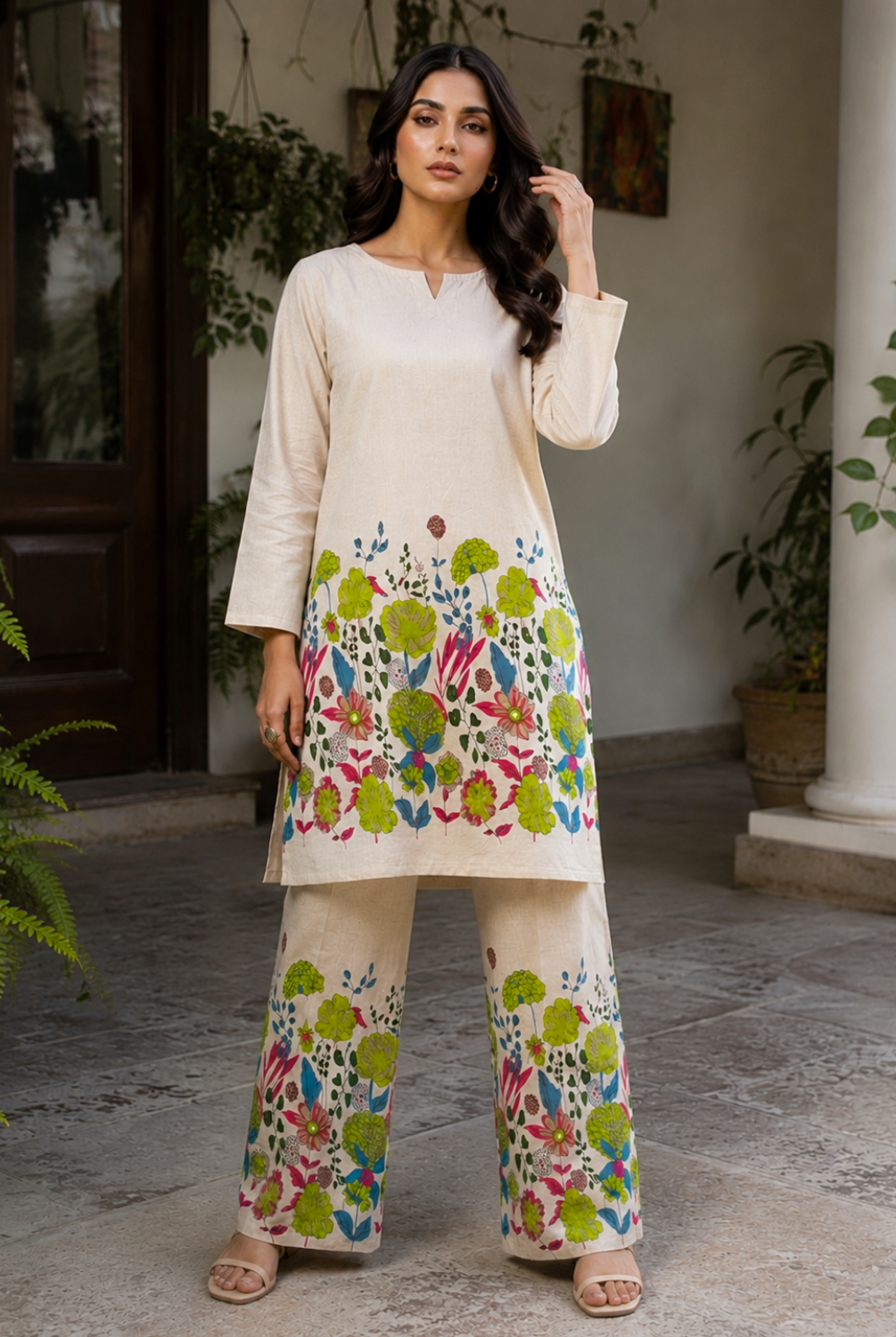 Ivory Botanical Printed Co-Ord Set