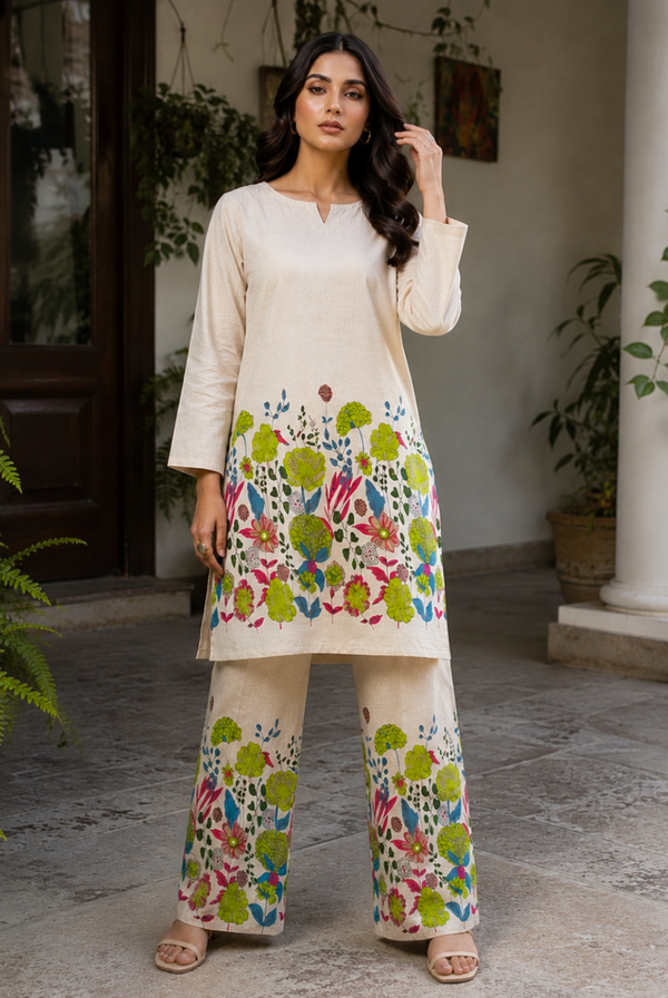 Ivory Botanical Printed Co-Ord Set