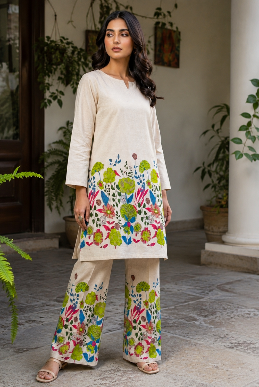 Ivory Botanical Printed Co-Ord Set