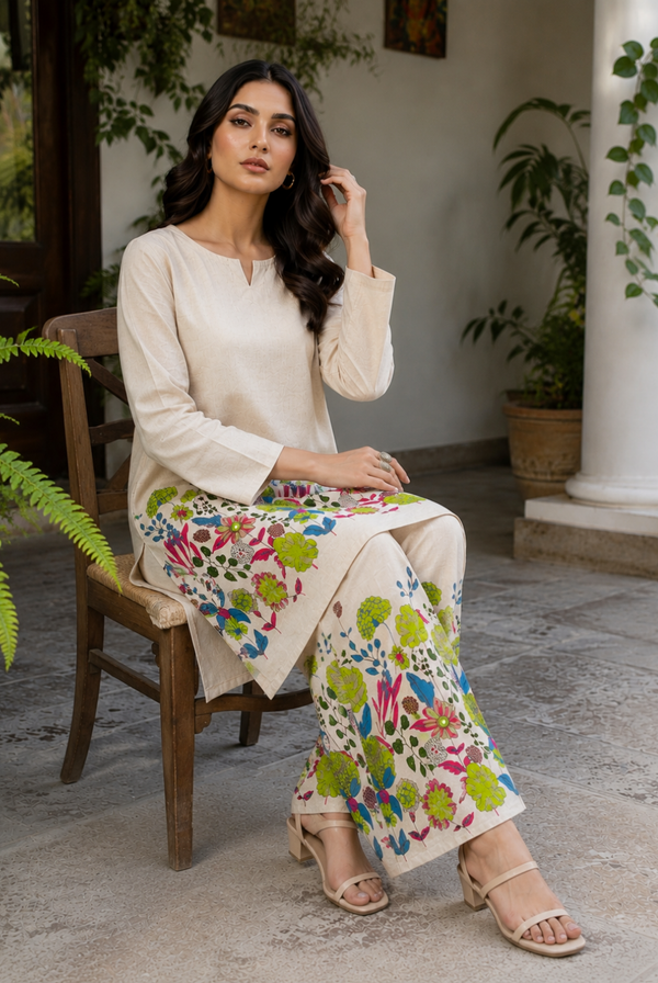 Ivory Botanical Printed Co-Ord Set