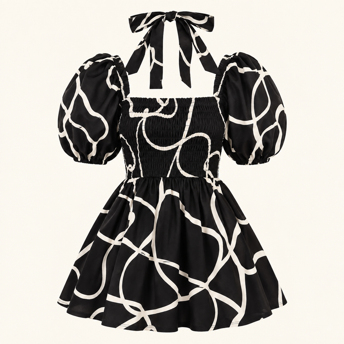 Lily Printed Tie-Neck Top