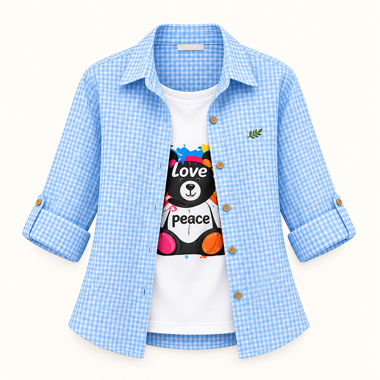 Pastel Check Shirt + Graphic Inner