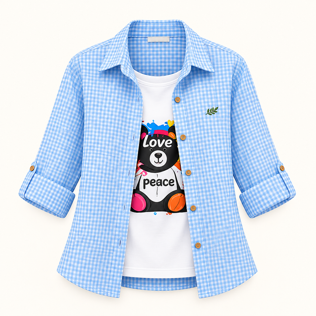 Pastel Check Shirt + Graphic Inner