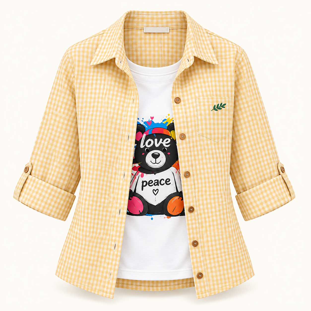 Pastel Check Shirt + Graphic Inner