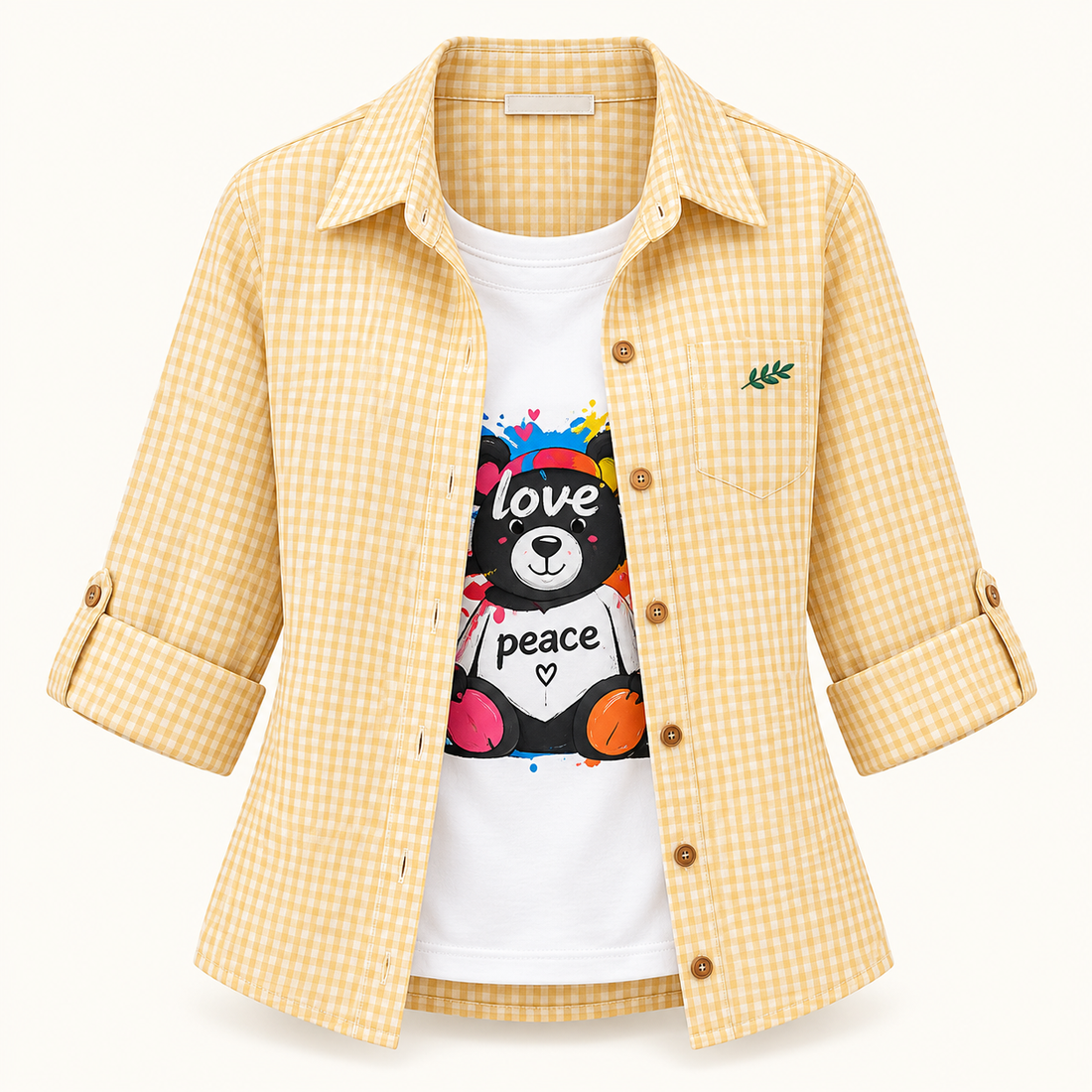 Pastel Check Shirt + Graphic Inner