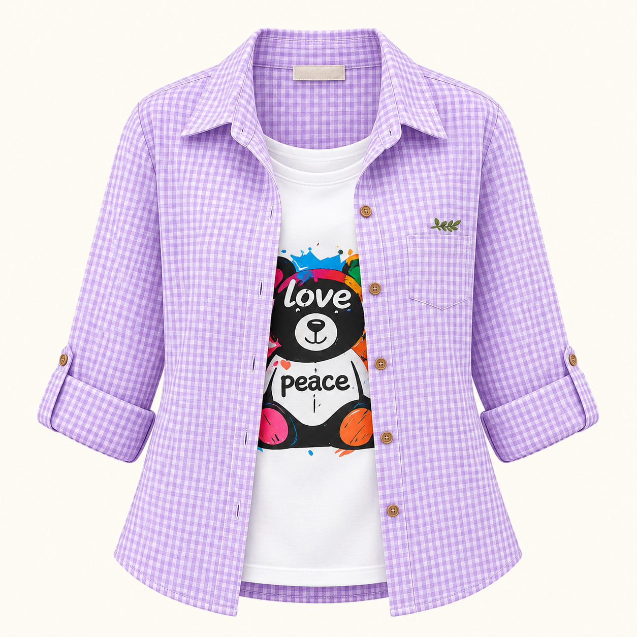 Pastel Check Shirt + Graphic Inner