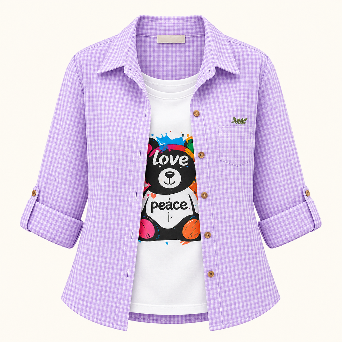 Pastel Check Shirt + Graphic Inner