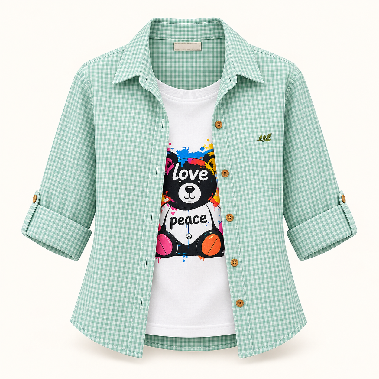 Pastel Check Shirt + Graphic Inner
