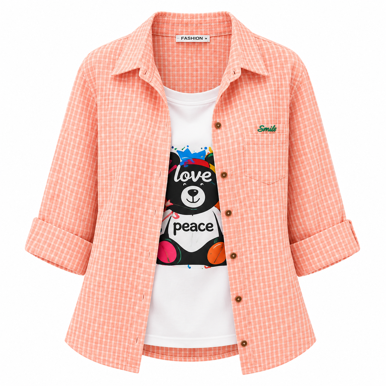 Pastel Check Shirt + Graphic Inner