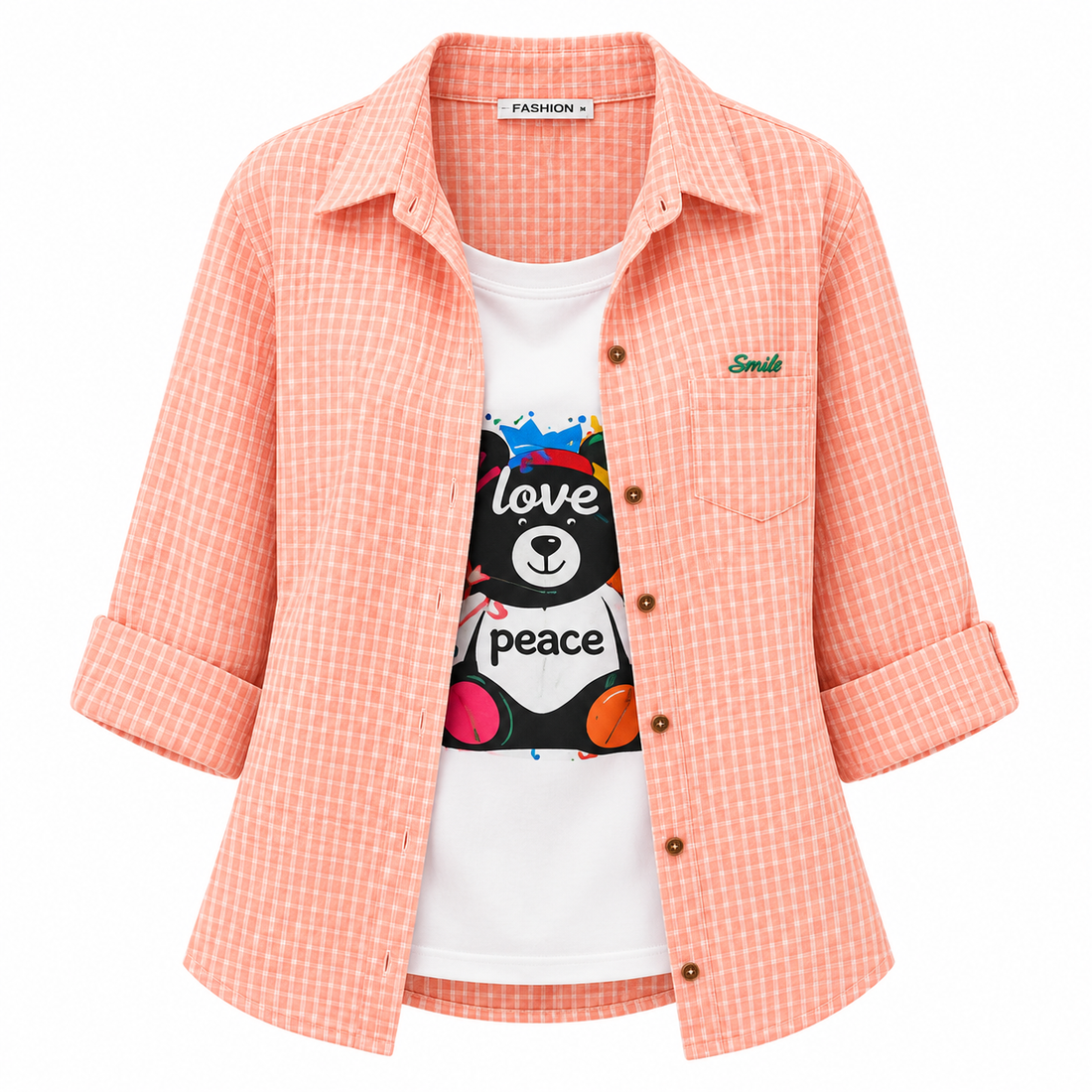 Pastel Check Shirt + Graphic Inner