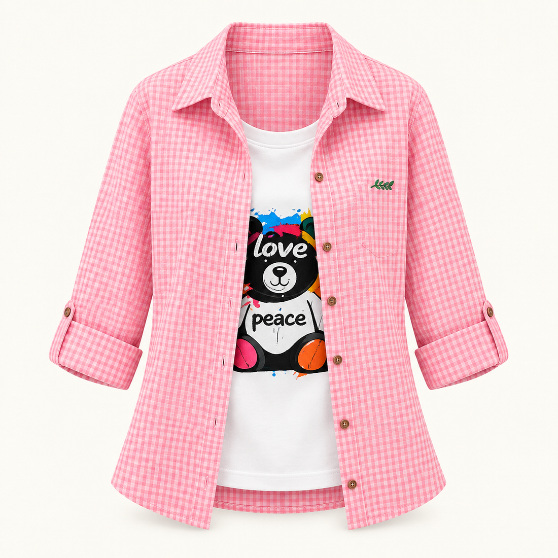 Pastel Check Shirt + Graphic Inner