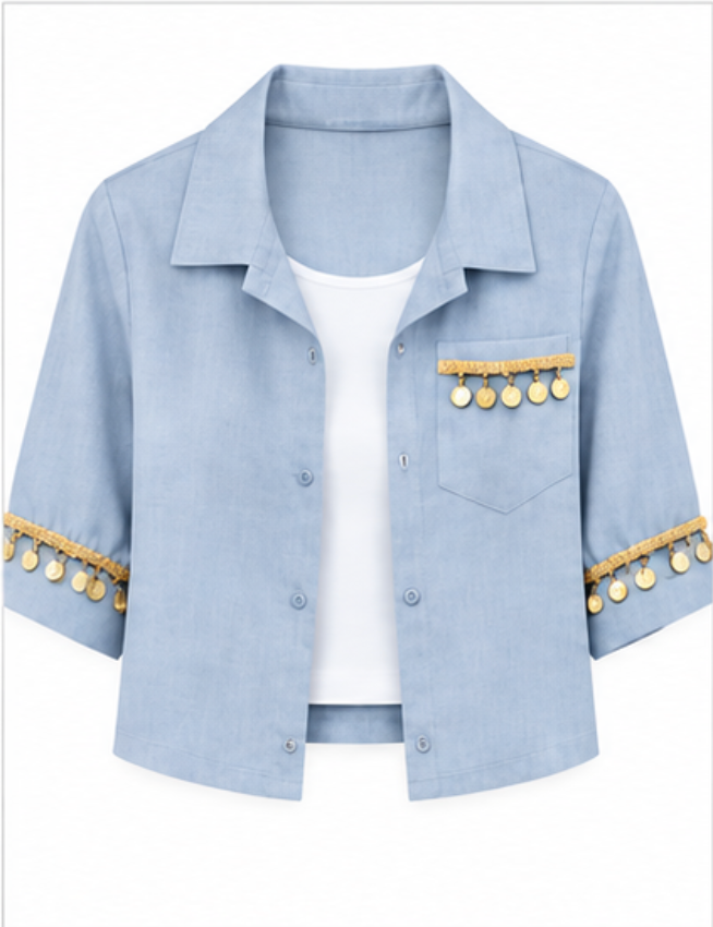 Pink Detail Crop Shirt + Inner