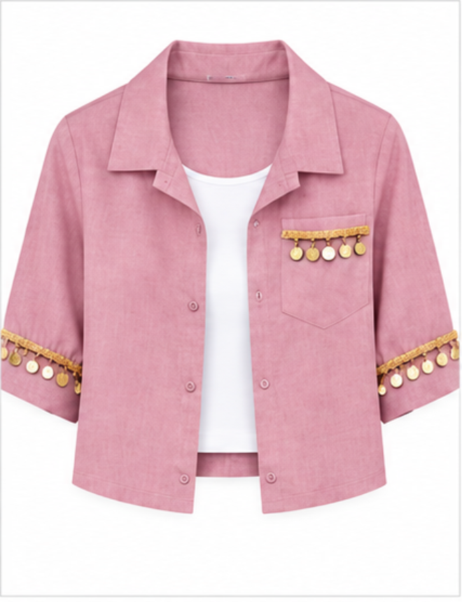 Pink Detail Crop Shirt + Inner