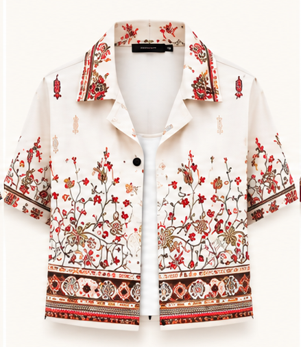 Motif Crop Shirt + Inner
